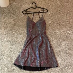 Multi color strappy back homecoming dress